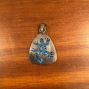 Sterling turquoise reptile pendant